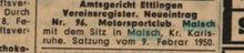 1950-02-09 Motorsportclub Gründungseintrag